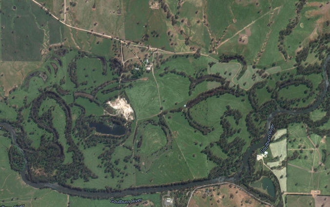 Aerial view of Switzerland property on the Goulburn River